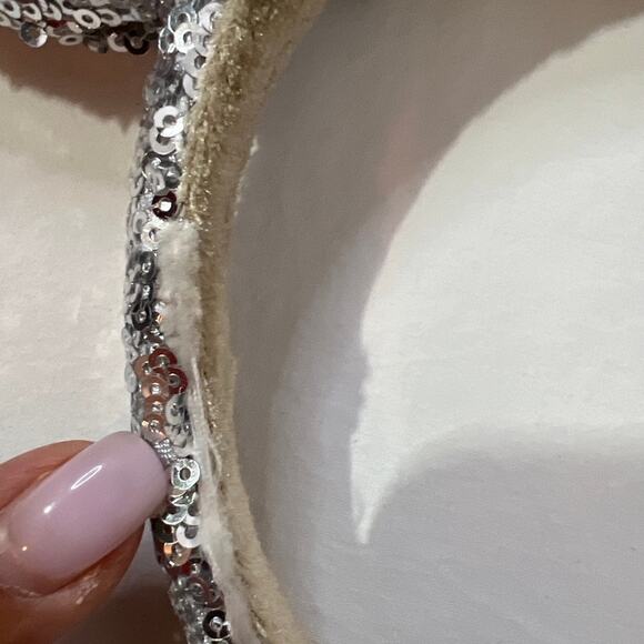 Disney Parks Minnie Ears Silver Sequins Headband with Gold Bow Diamond Castle‎ - Picture 5 of 13